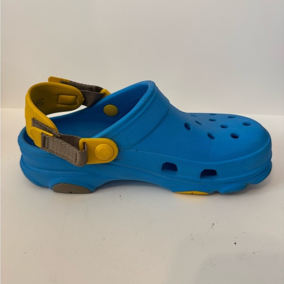 CROCS Classic All Terrain Kids Blue w Yellow Stripes Clogs Size 4 - Picture 4 of 4